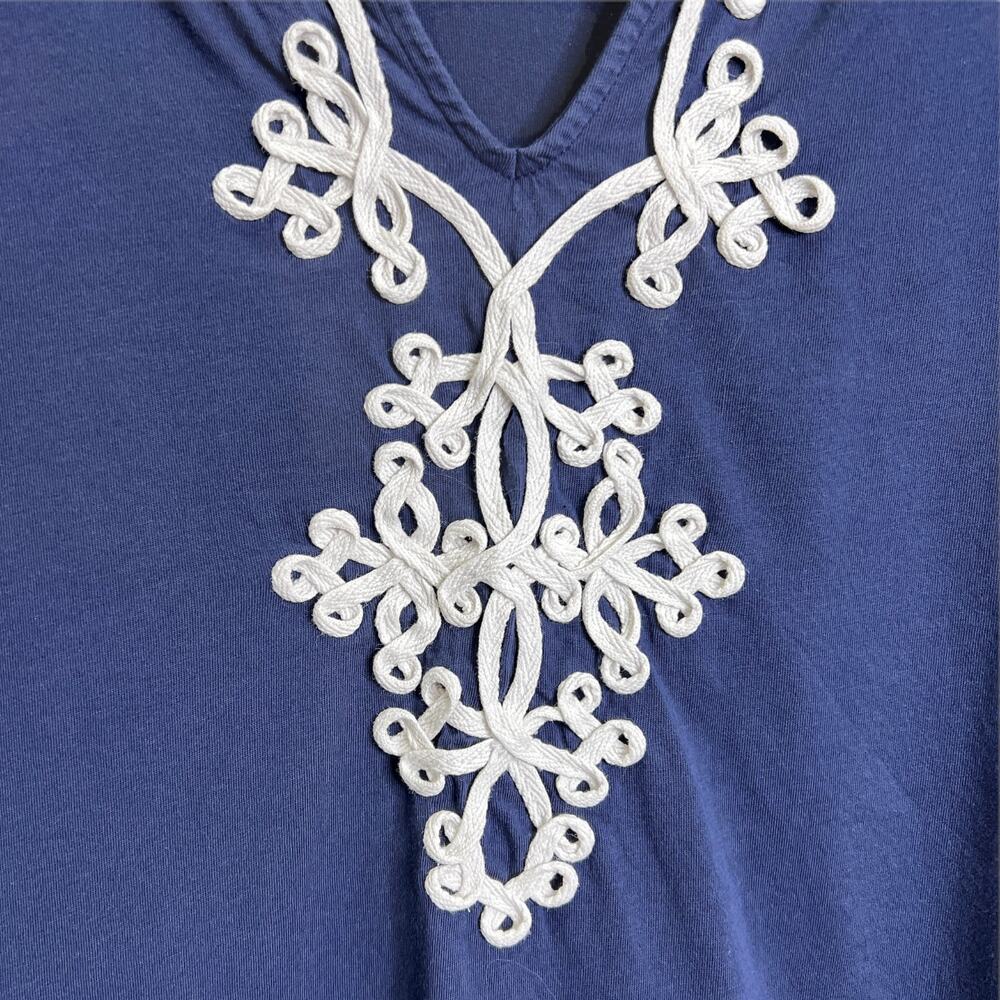 Lilly Pulitzer Marina‎ Shirt Dress Womens XS Navy Cotton White Rope Detail VNeck - Picture 6 of 7